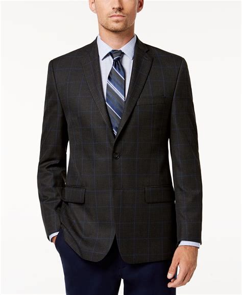 michael kors men's classic fit gray blue plaid sport coat|Michael Kors men's hipster jacket.